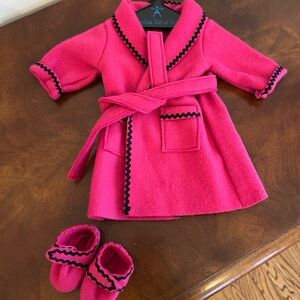 Pink Doll Coat and Slippers Set